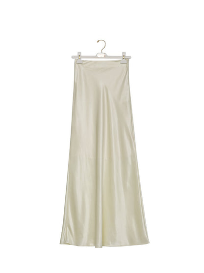 ALYA Satin Skirt - White - SUENE