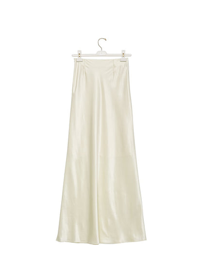 ALYA Satin Skirt - White - SUENE