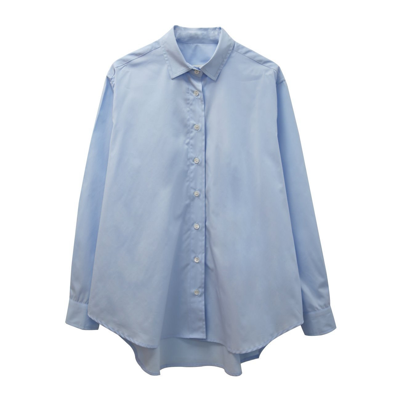 ANNA Classic Cotton Blouse - Blue - SUENE