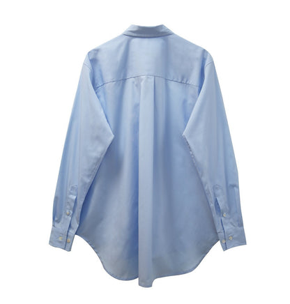 ANNA Classic Cotton Blouse - Blue - SUENE