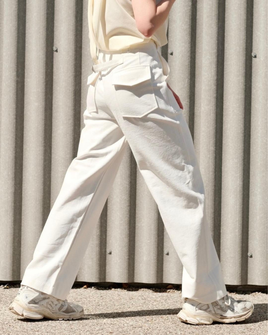 MILA White Gardener Pants - SUENE