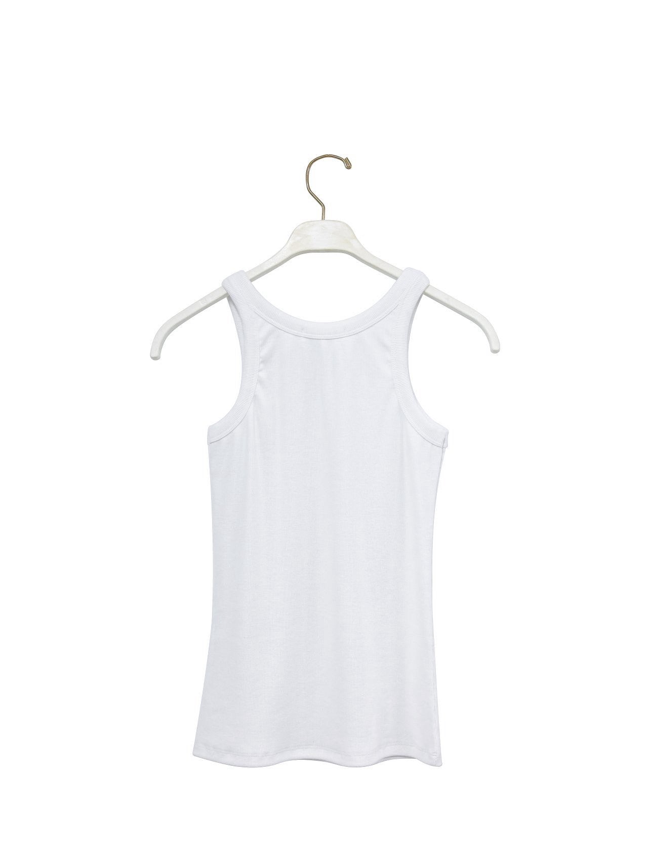 ALIA Sleeveless Rib Jersey Tank Top - White - SUENE