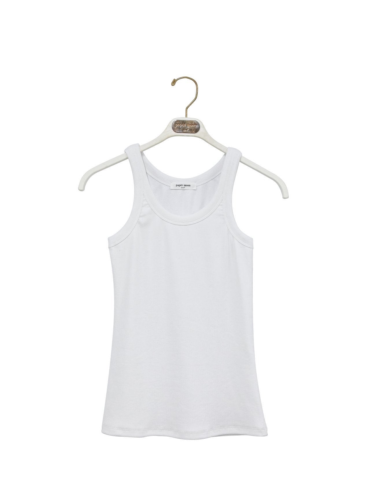 ALIA Sleeveless Rib Jersey Tank Top - White - SUENE