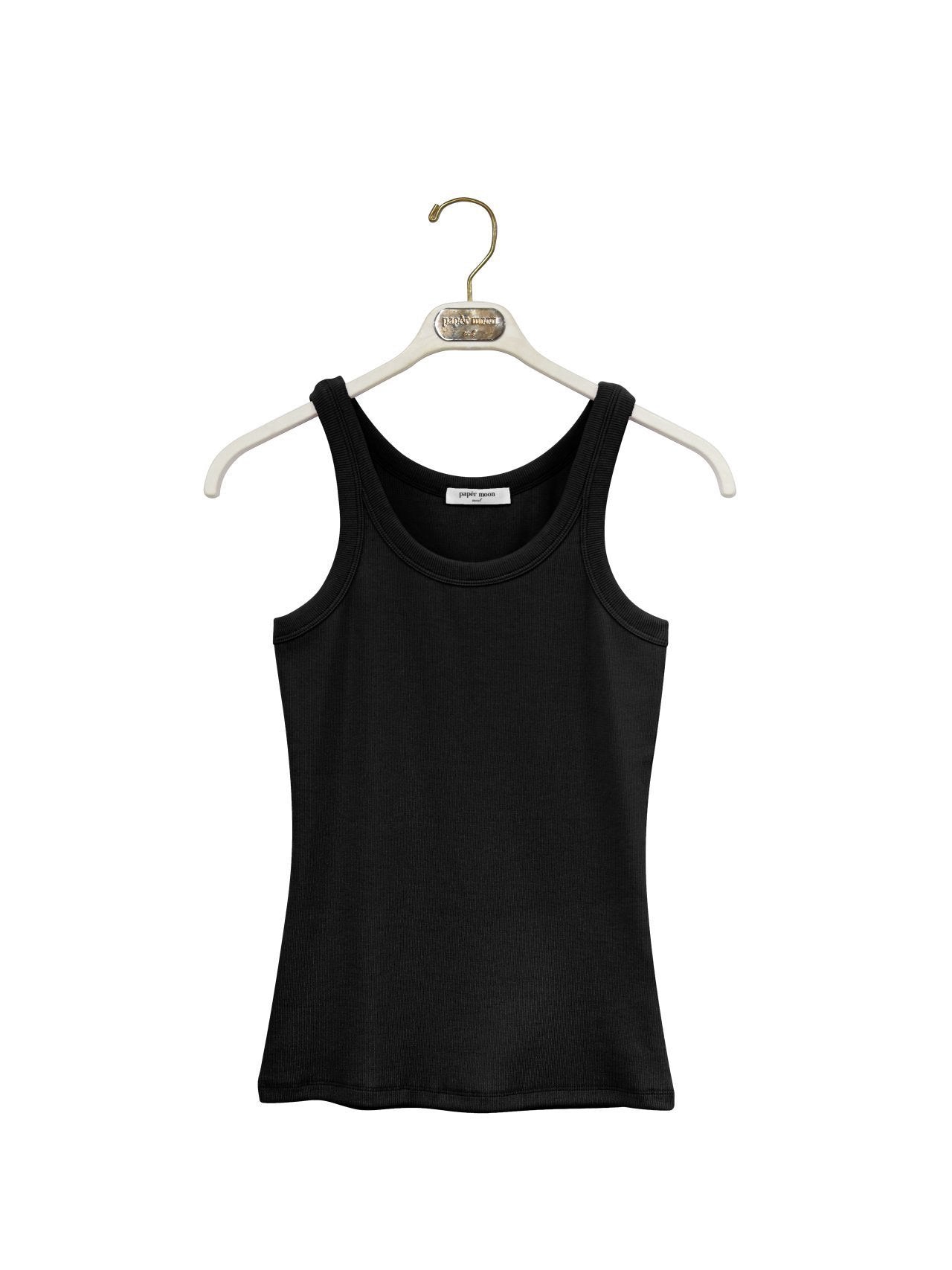 ALIA Sleeveless Rib Jersey Tank Top - Black - SUENE