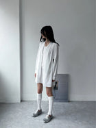 WHITNEY White Summer Shirt Dress