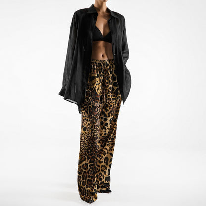 ZOYA Leo Print Satin Pants